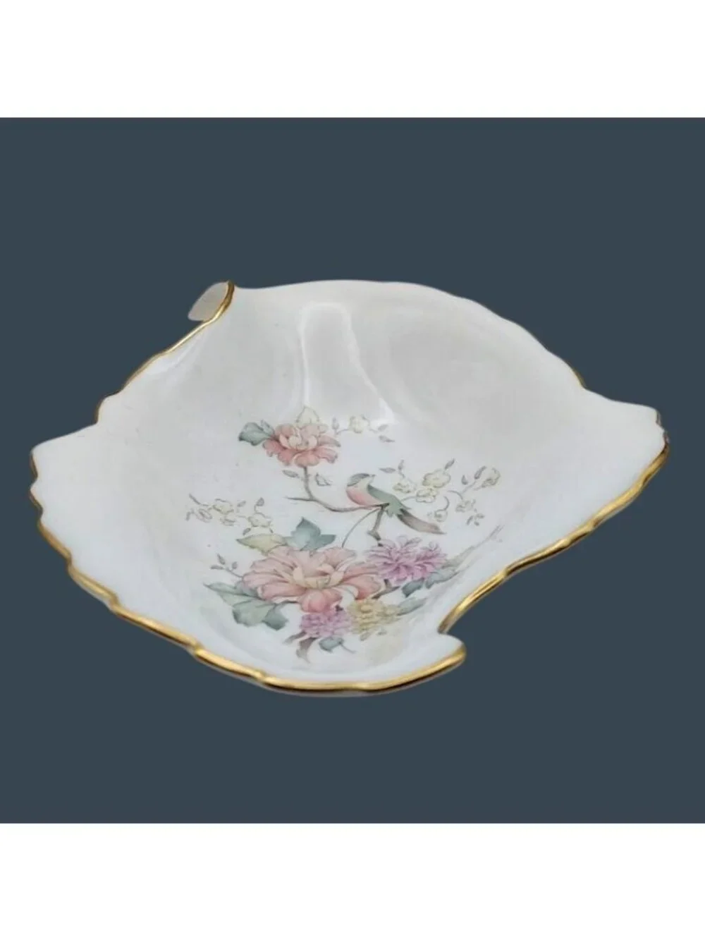 Royal Doulton Mystic Dawn Bone China Leaf-Shaped Trinket Nut Dish England 1985